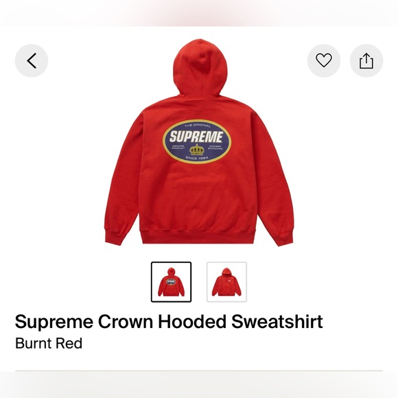 Supreme Red Crown Hoodie US Men S - Picture 2 of 2